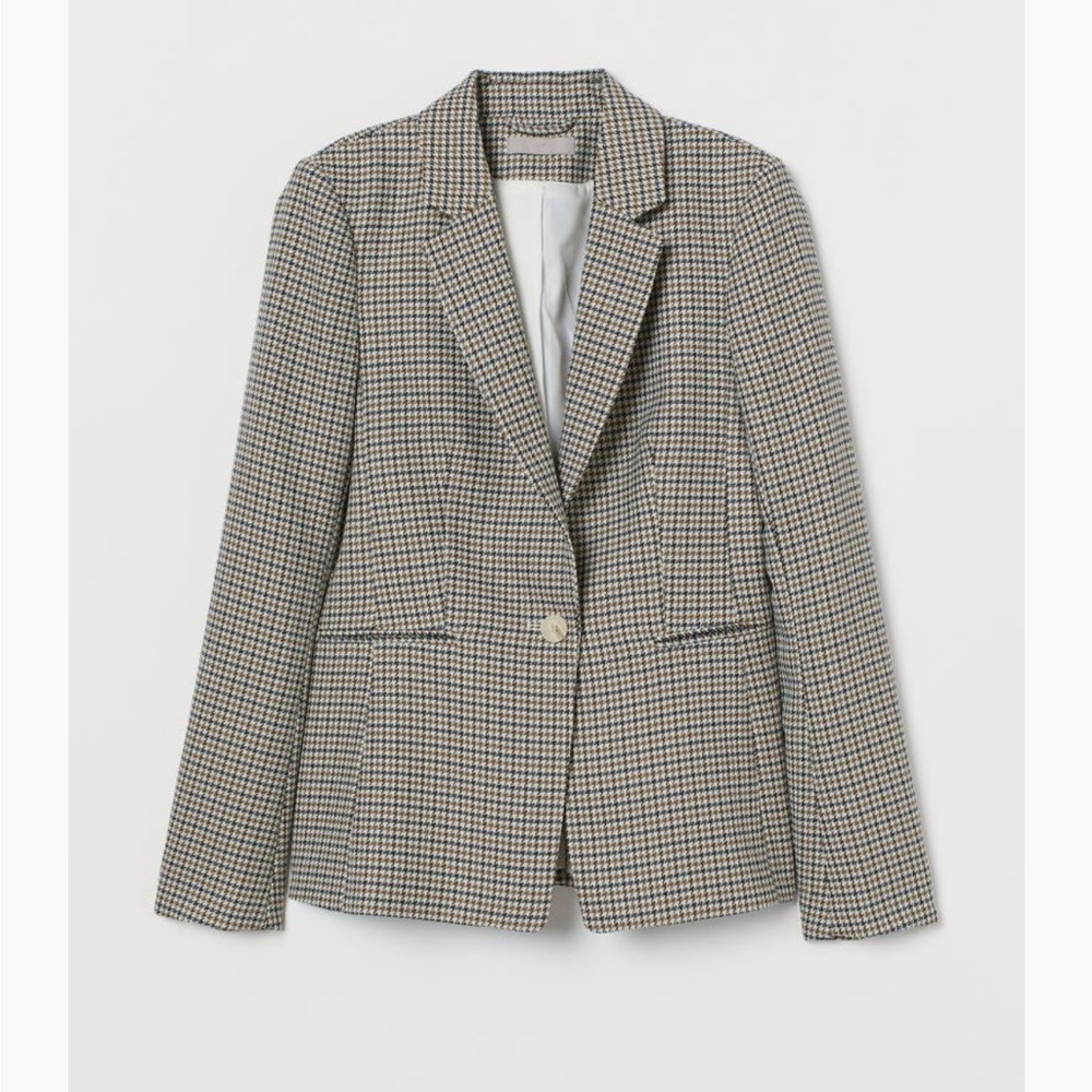 H&M Checked Blazer in Black, White, Tan